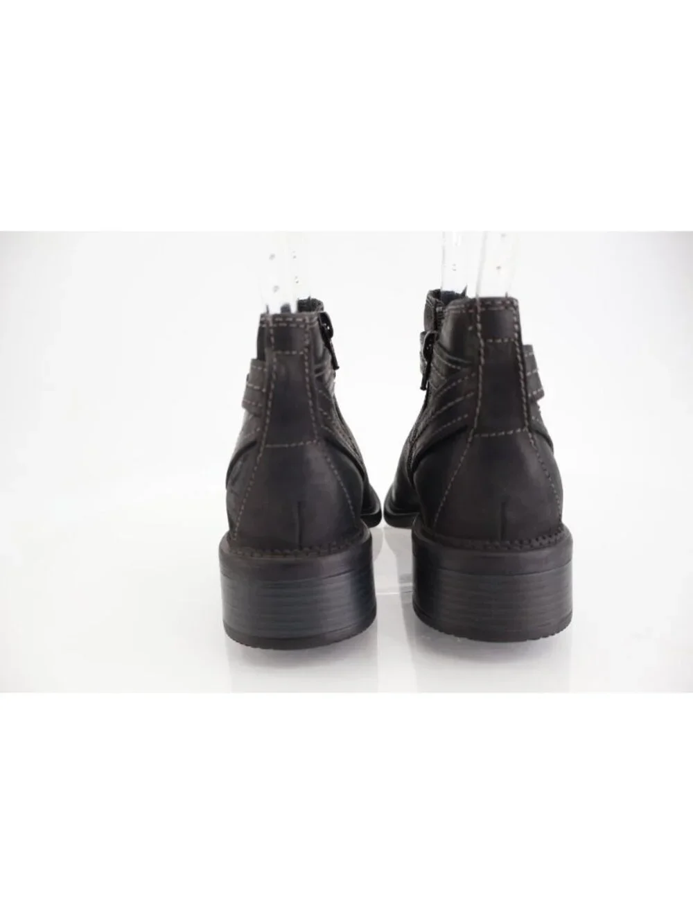 Clarks Womens Maye Strap Boot Size 5 M Black Leather Bootie Chunky Low Heel